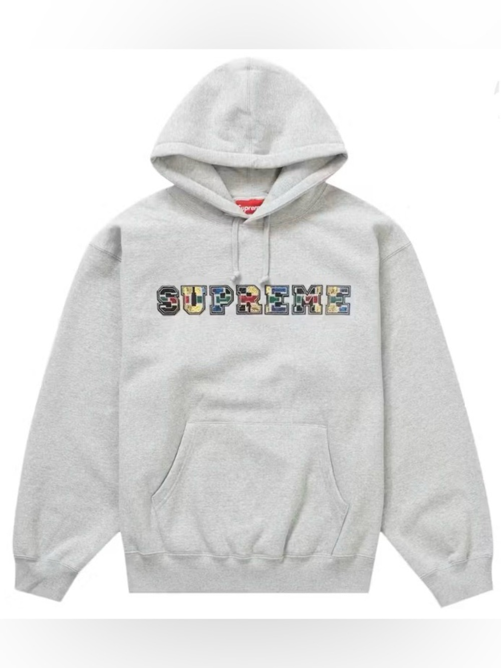 Supreme Collegiate Patchwork Leather Heather Grey Hoodie